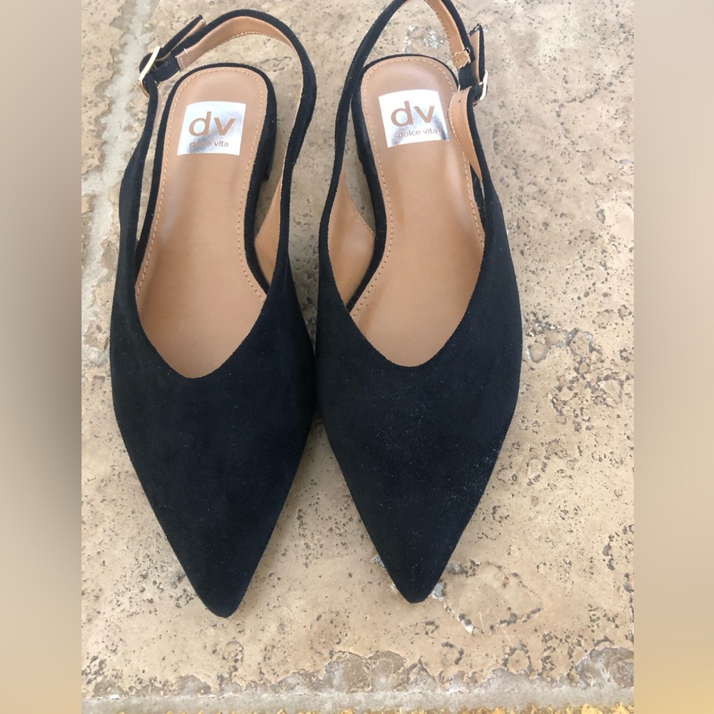 DV BY DOLCE VITA - Empress Pointed Toe Slingback Flat Black + NWT - Picture 5 of 14